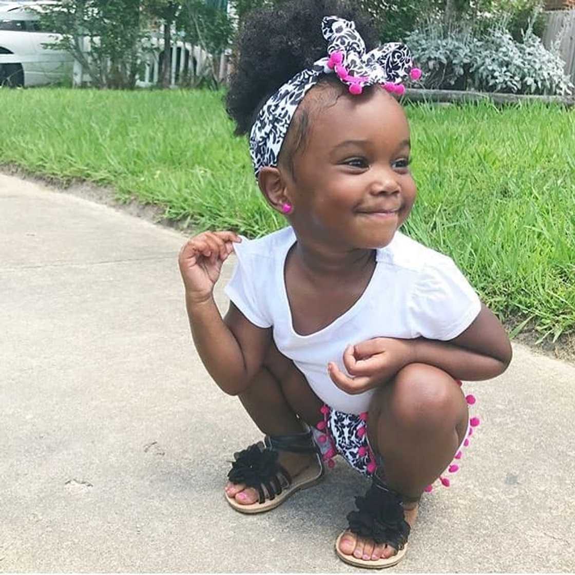 High afro puff with headband