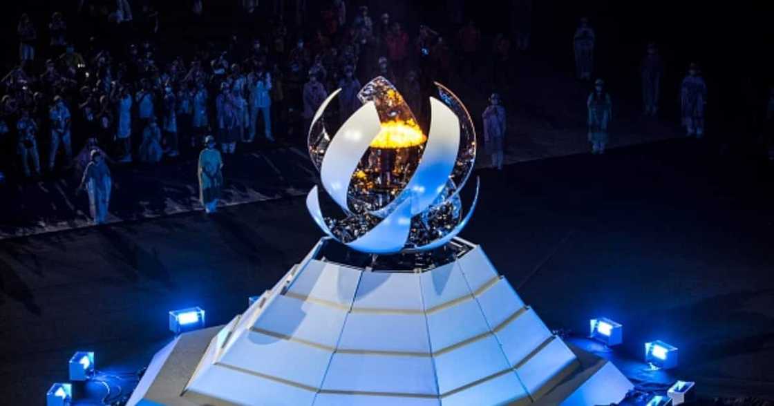 Closing Ceremony at the Olympic Stadium. The Olympic fire burns during the closing ceremony (Photo by Ayman Aref/NurPhoto via Getty Images) Closing Ceremony at the Olympic Stadium. The Olympic fire burns during the closing ceremony (Photo by Ayman Aref/NurPhoto via Getty Images)