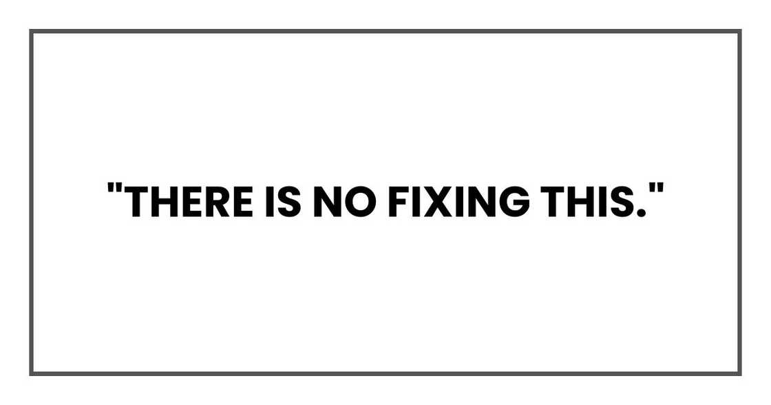 "There is no fixing this." "There is no fixing this."