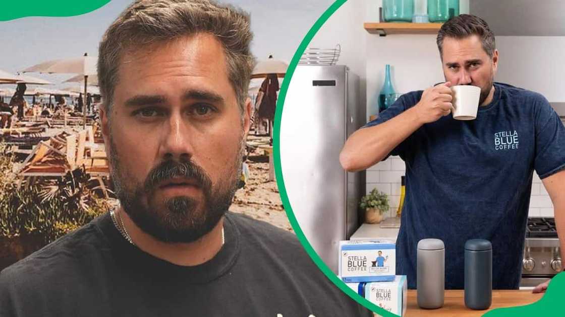 Dan Katz in a black t-shirt (L). The podcast host taking a cup of tea (R) Dan Katz in a black t-shirt (L). The podcast host taking a cup of tea (R)