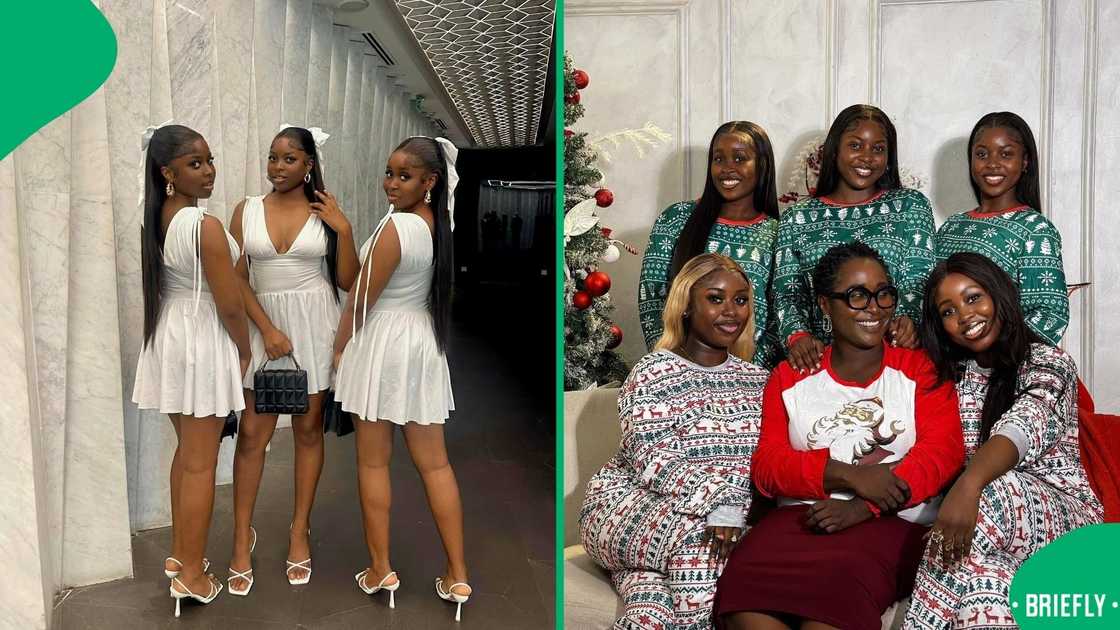 A woman and her daughters caused a stir with their identical looks in a video. A woman and her daughters caused a stir with their identical looks in a video.