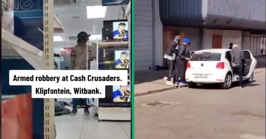 A man recorded a robbery at a Cash Crusaders in Witbank A man recorded a robbery at a Cash Crusaders in Witbank