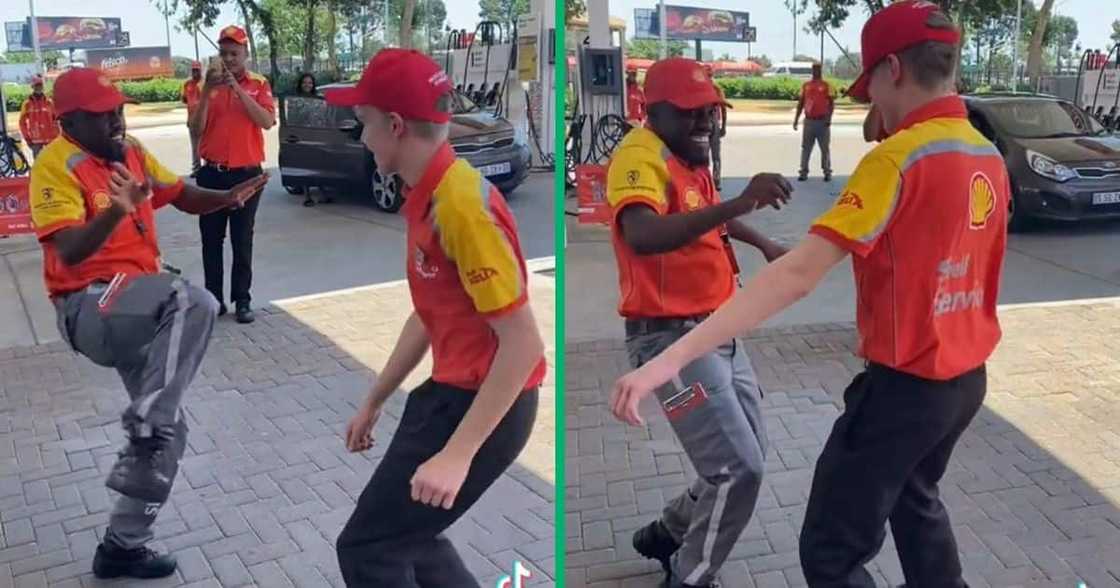 Shell petrol attendants had a dance-off Shell petrol attendants had a dance-off