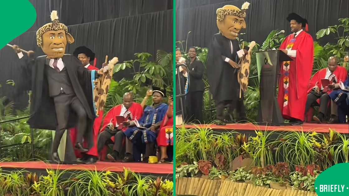 The Impi UKZN mascot stole the show at the graduation ceremony in a TikTok video. The Impi UKZN mascot stole the show at the graduation ceremony in a TikTok video.
