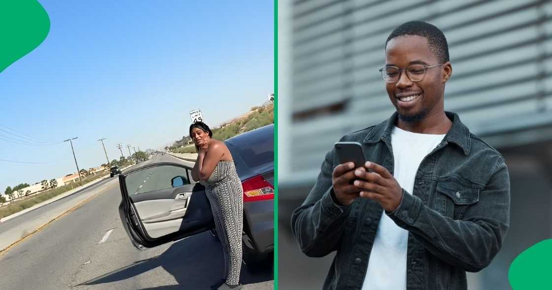 A woman tried to help a woman who was stuck on the side of the road because of a spider. A woman tried to help a woman who was stuck on the side of the road because of a spider.