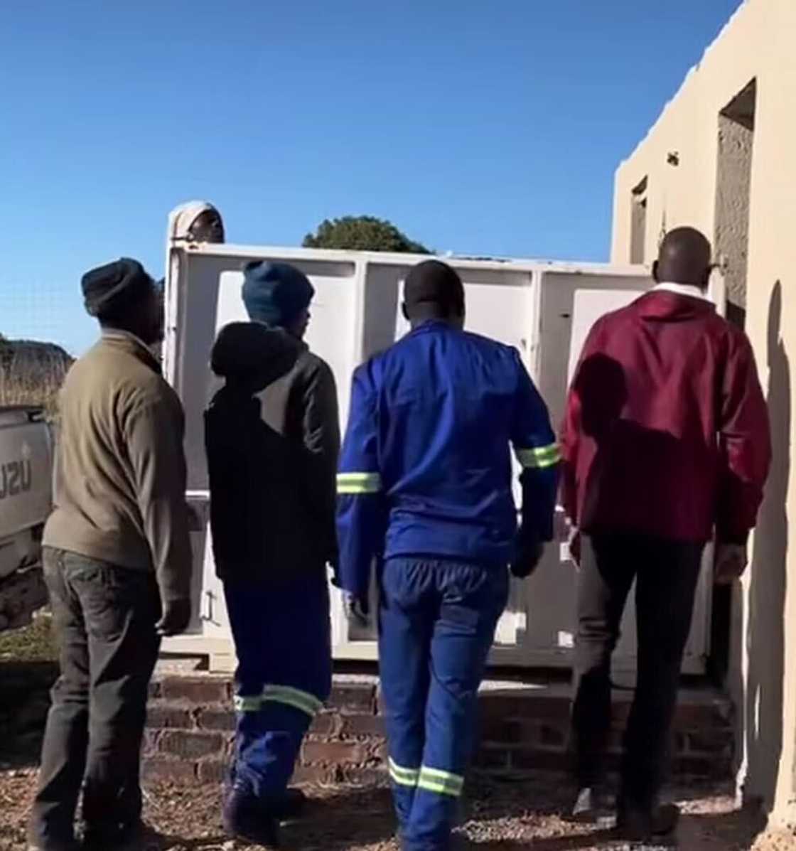 An amusing video showcased a group of men on edge as they relocated a lion. An amusing video showcased a group of men on edge as they relocated a lion.