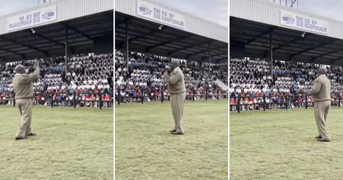 Cop singing Afrikaans son at Nico Malan High School