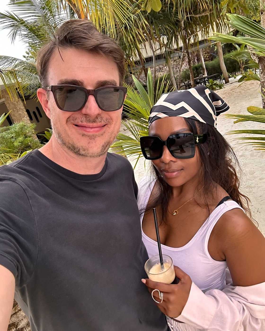 Pearl Modiadie and her fiance on vacation. Pearl Modiadie and her fiance on vacation.
