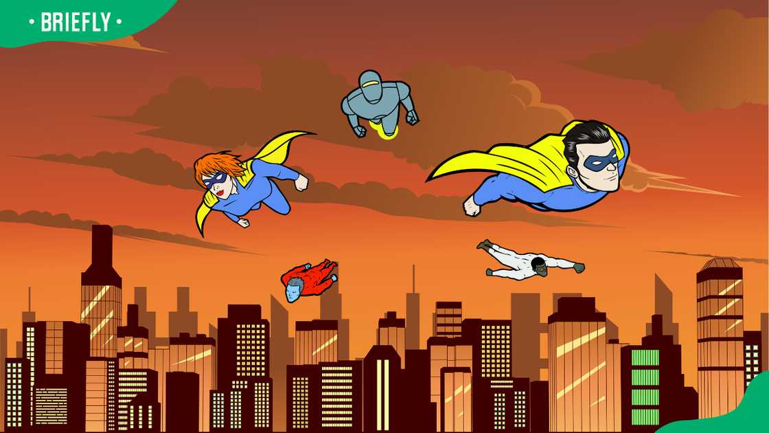 Superheroes flying