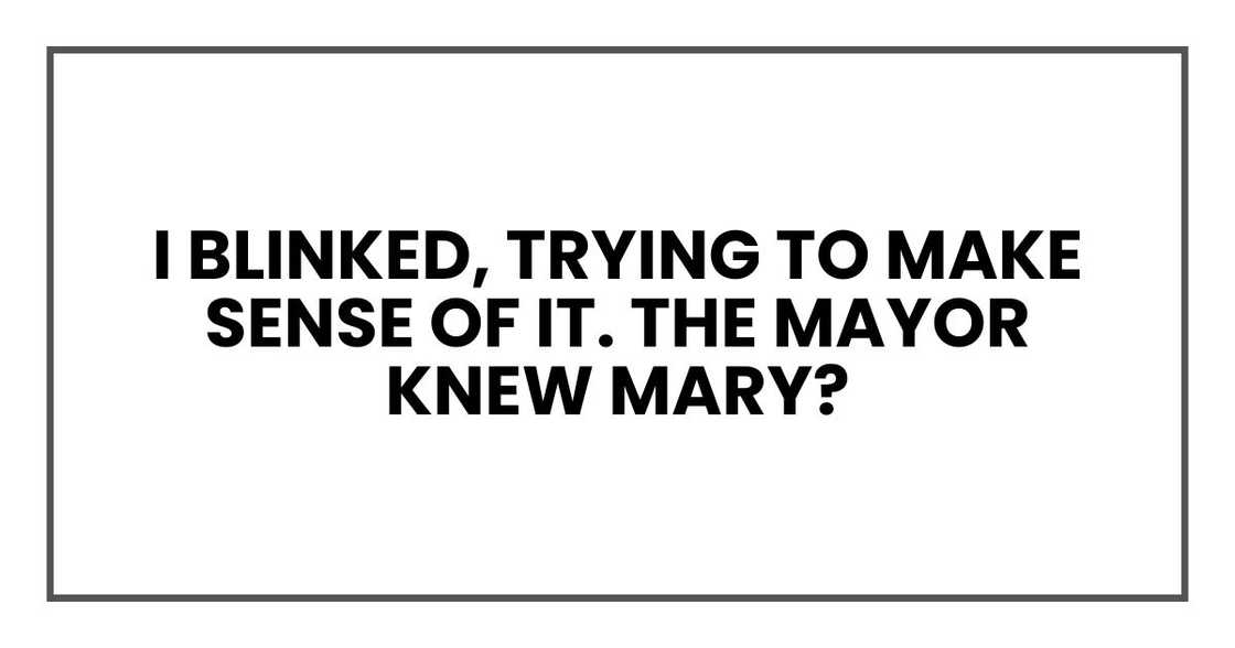 I blinked, trying to make sense of it. The mayor knew Mary?