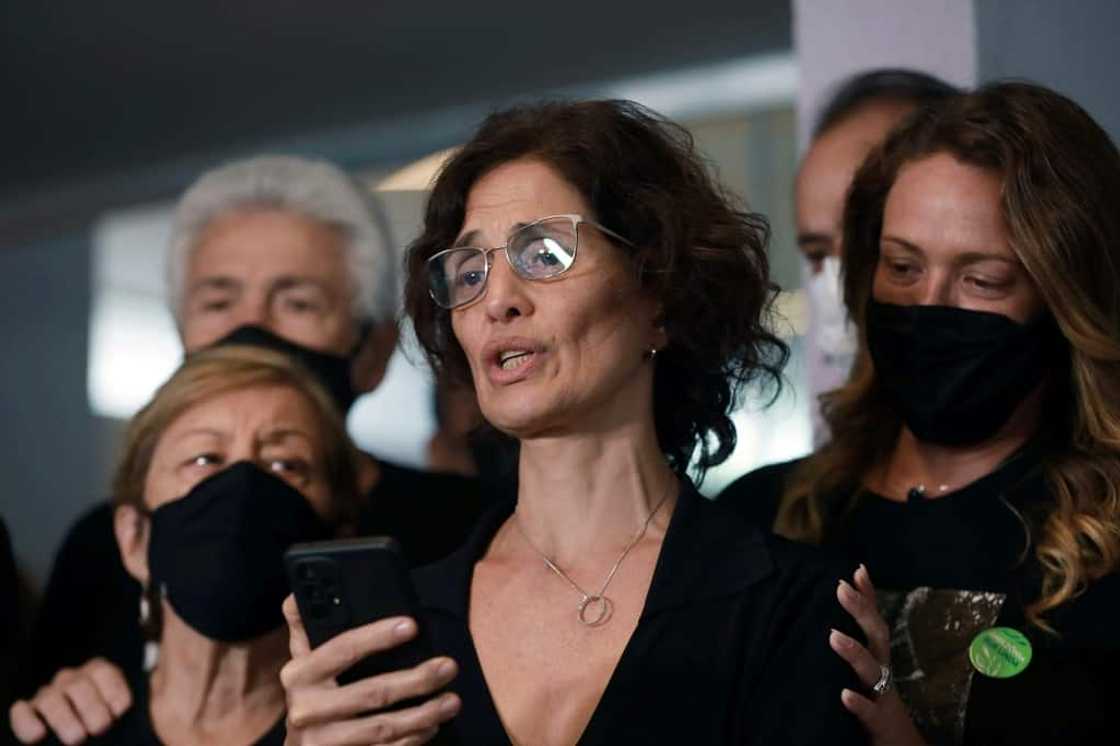 Alessandra Sampaio, widow of British journalist Dom Phillips, who was killed in the Amazon forest along with indigenous expert Bruno Pereira, speaks to the press following a farewell ceremony Alessandra Sampaio, widow of British journalist Dom Phillips, who was killed in the Amazon forest along with indigenous expert Bruno Pereira, speaks to the press following a farewell ceremony