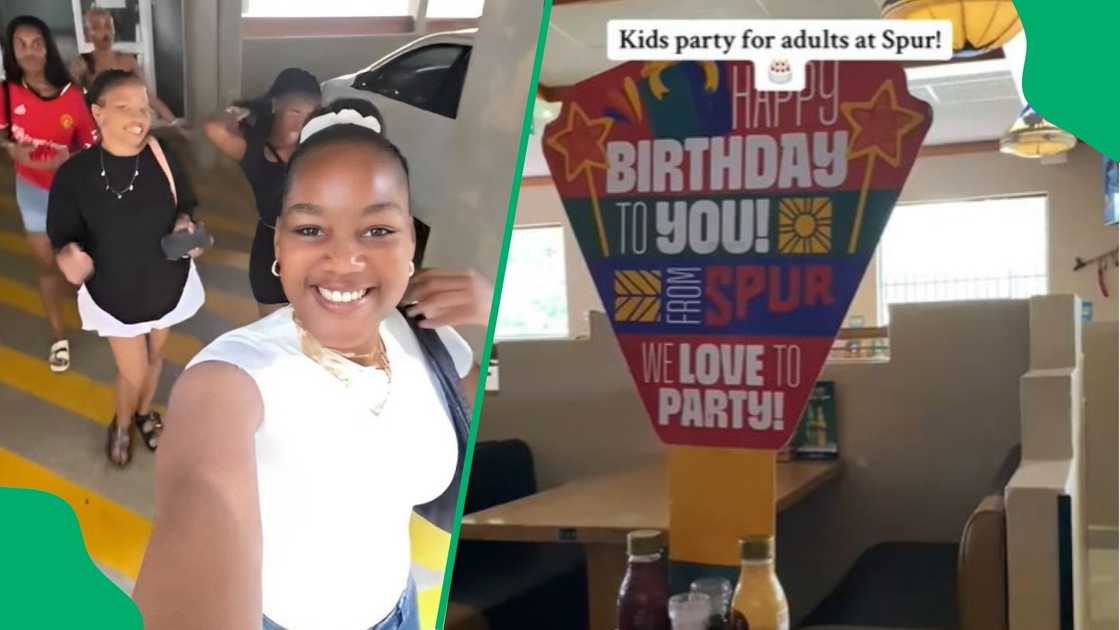 Woman selcbrates birthday with Spur kids' party