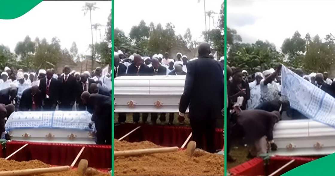 Men drop casket at funeral