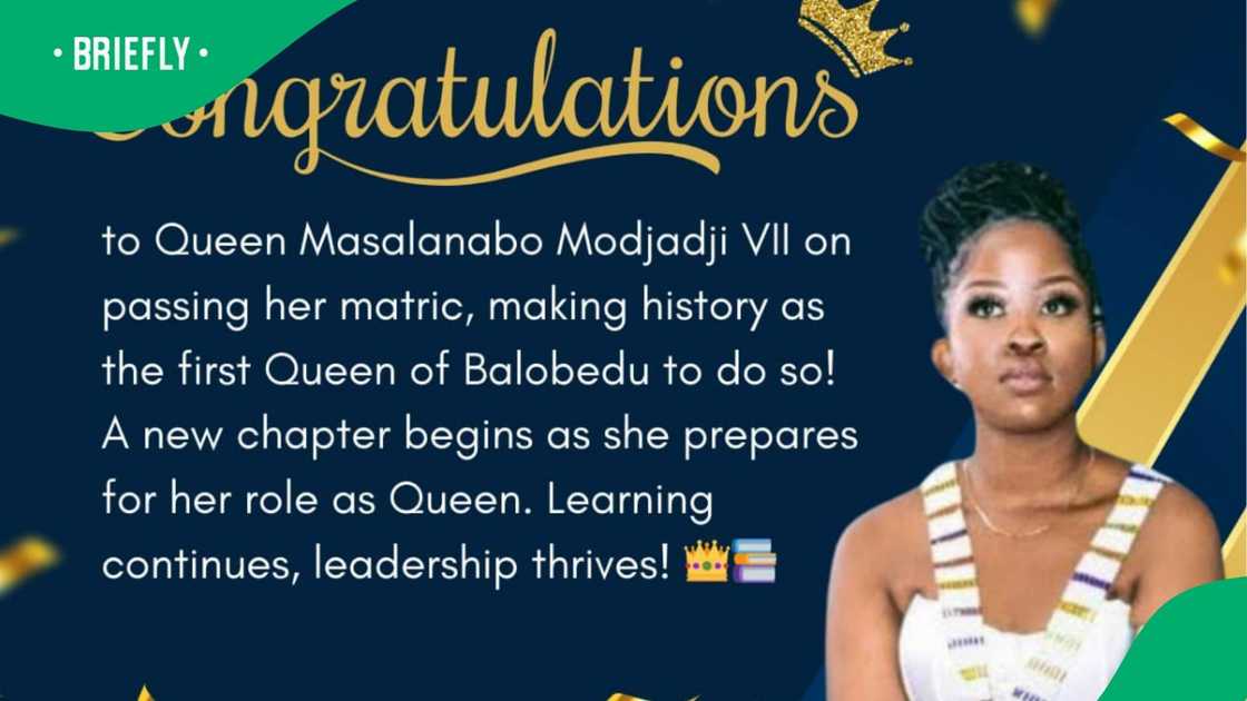 ANC congratulated Queen Masalanabo Modjadji VII on her matric pass. ANC congratulated Queen Masalanabo Modjadji VII on her matric pass.