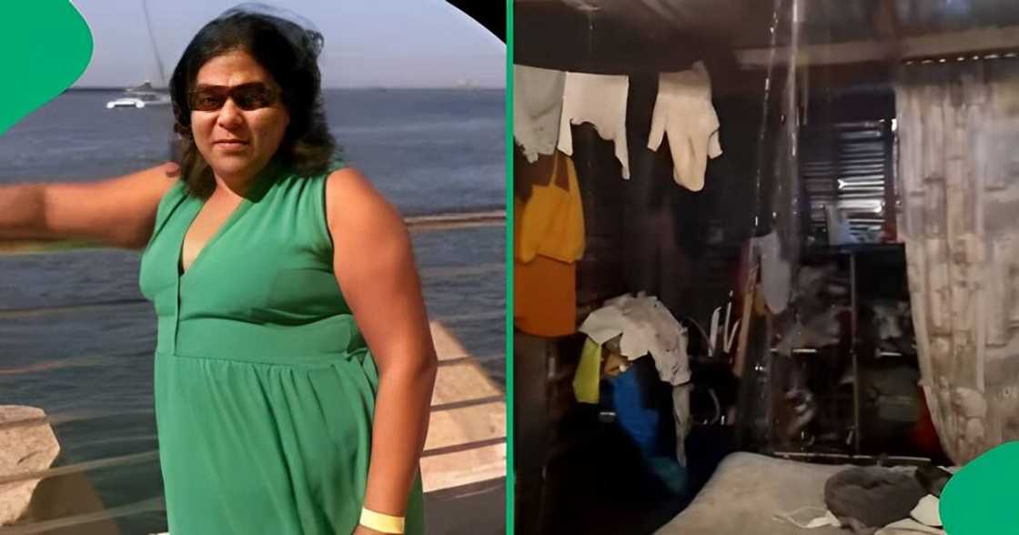 A woman showed off her shack home that was heavily impacted by the weather. A woman showed off her shack home that was heavily impacted by the weather.