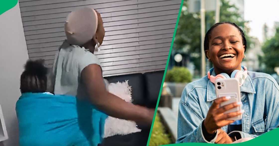 A woman hilariously danced with her child on her back, leaving the internet entertained. A woman hilariously danced with her child on her back, leaving the internet entertained.