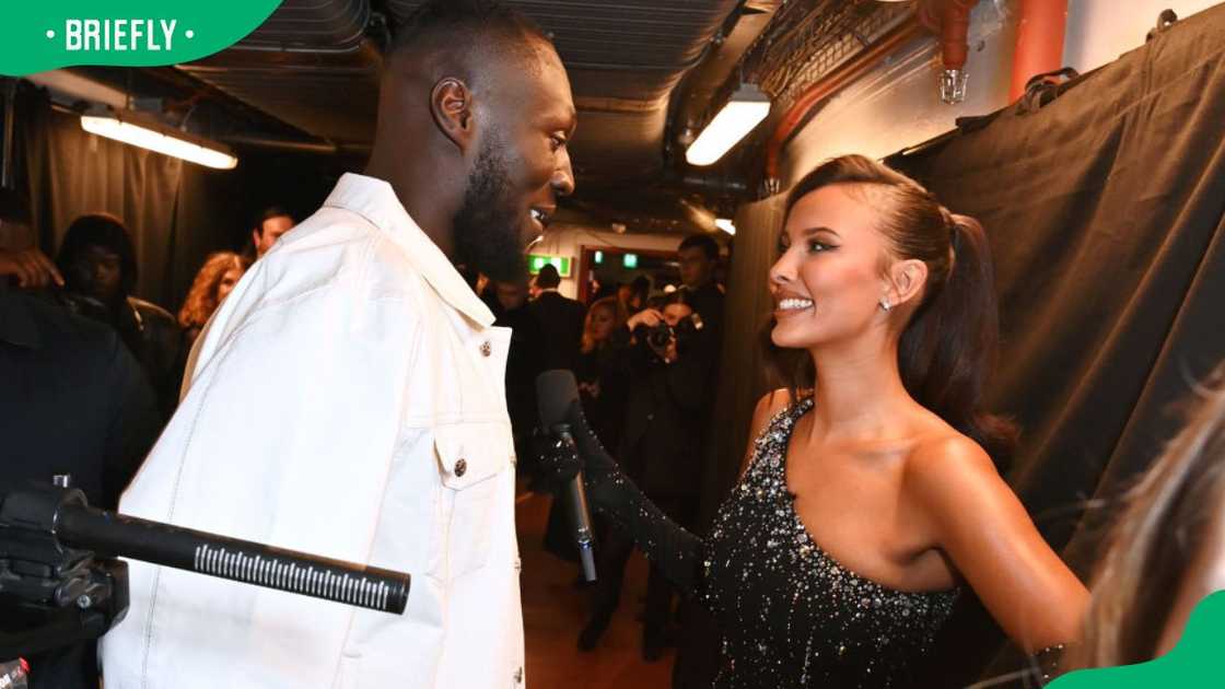 Stormzy and Maya Jama during the 2023 Fashion Awards at The Royal Albert Hall