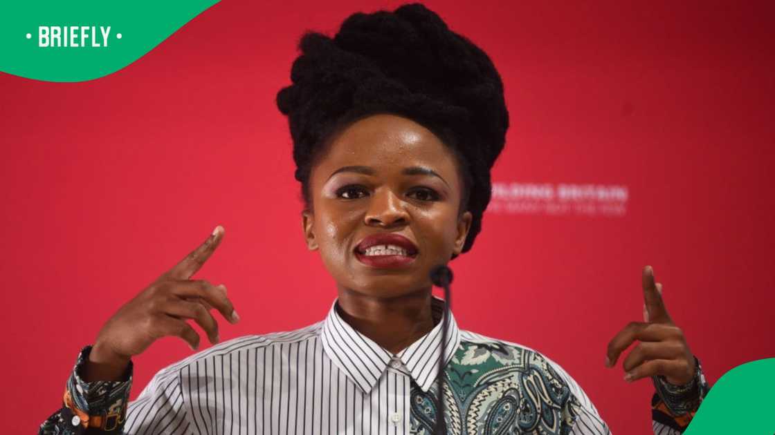 Naledi Chirwa, a representative of the Economic Freedom Fighters in the South African Assembly, during the International Social Forum hosted by the Labour Party at the SOAS University of London in central London