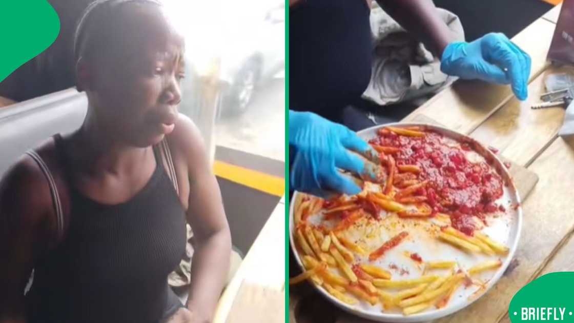 The visual on the right showed the plate of food she was about to finish