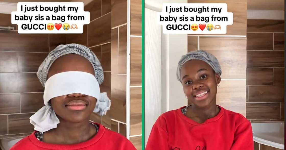 A young girl was pranked with a fake Gucci bag by her big sister A young girl was pranked with a fake Gucci bag by her big sister
