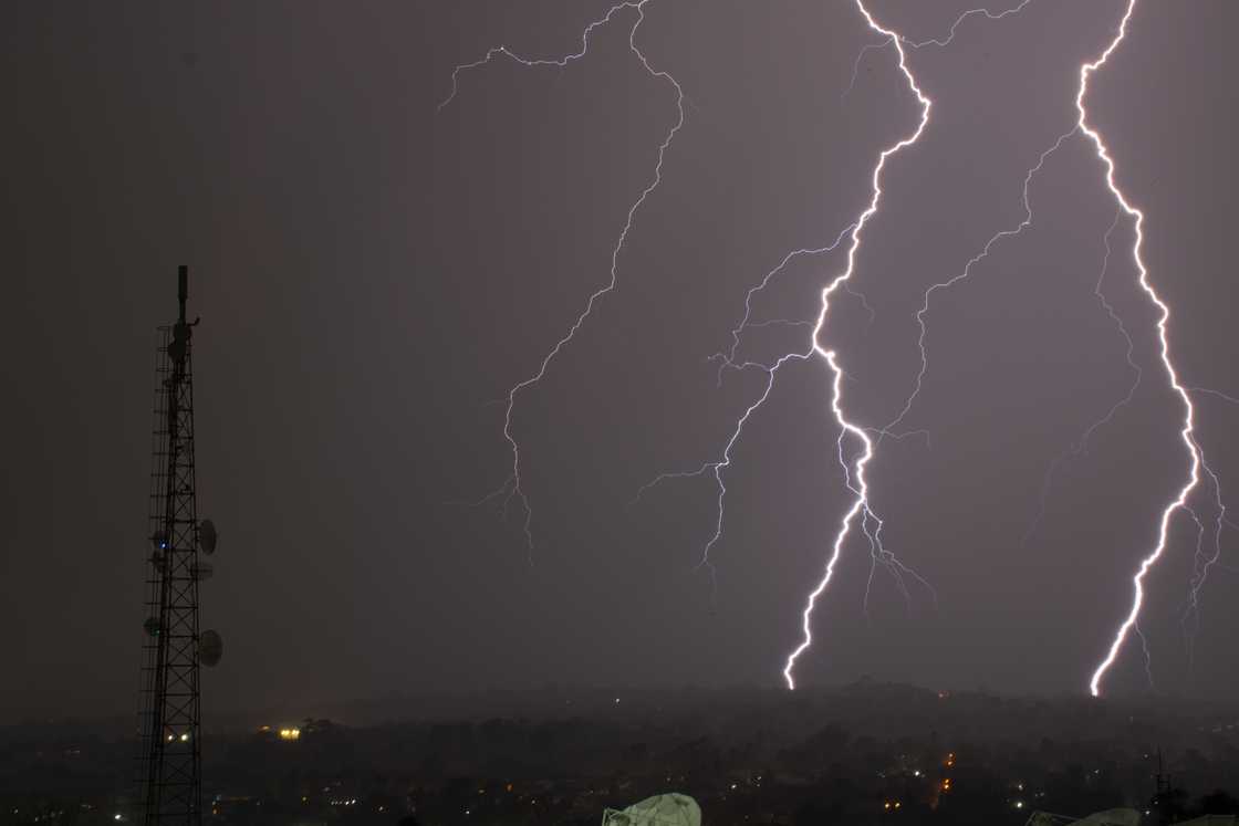 An electric storm passed over Rivonia in Sandton