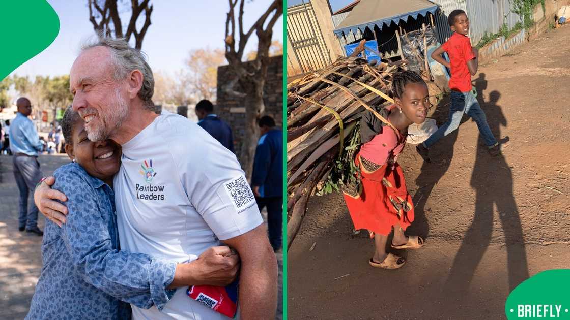 The picture on the right captured the African kids Keith Boyd met on his running journey The picture on the right captured the African kids Keith Boyd met on his running journey