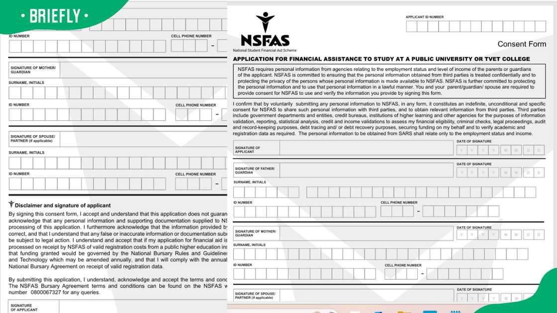 Consent form for NSFAS