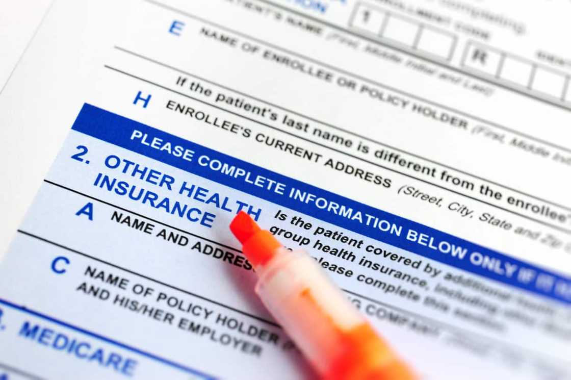 A health insurance form A health insurance form