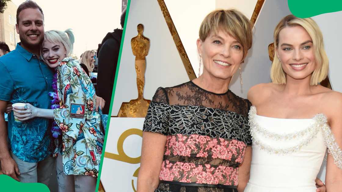 Lachlan and Margot Robbie (L). Sarie Kessler and Margot at the 2018 Academy Awards (R)