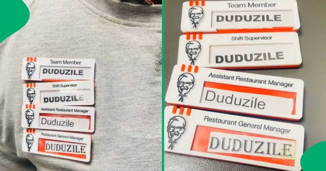 A woman showed off how she moved from the bottom to a higher position at work. A woman showed off how she moved from the bottom to a higher position at work.