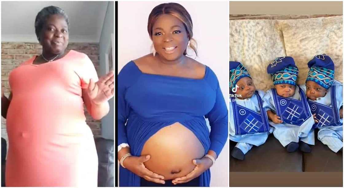 Photos of a Nigerian mum of triplets and her babies. Photos of a Nigerian mum of triplets and her babies.