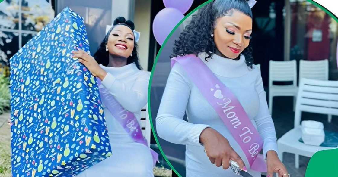 Woman hiding pregnancy surprised at work Woman hiding pregnancy surprised at work