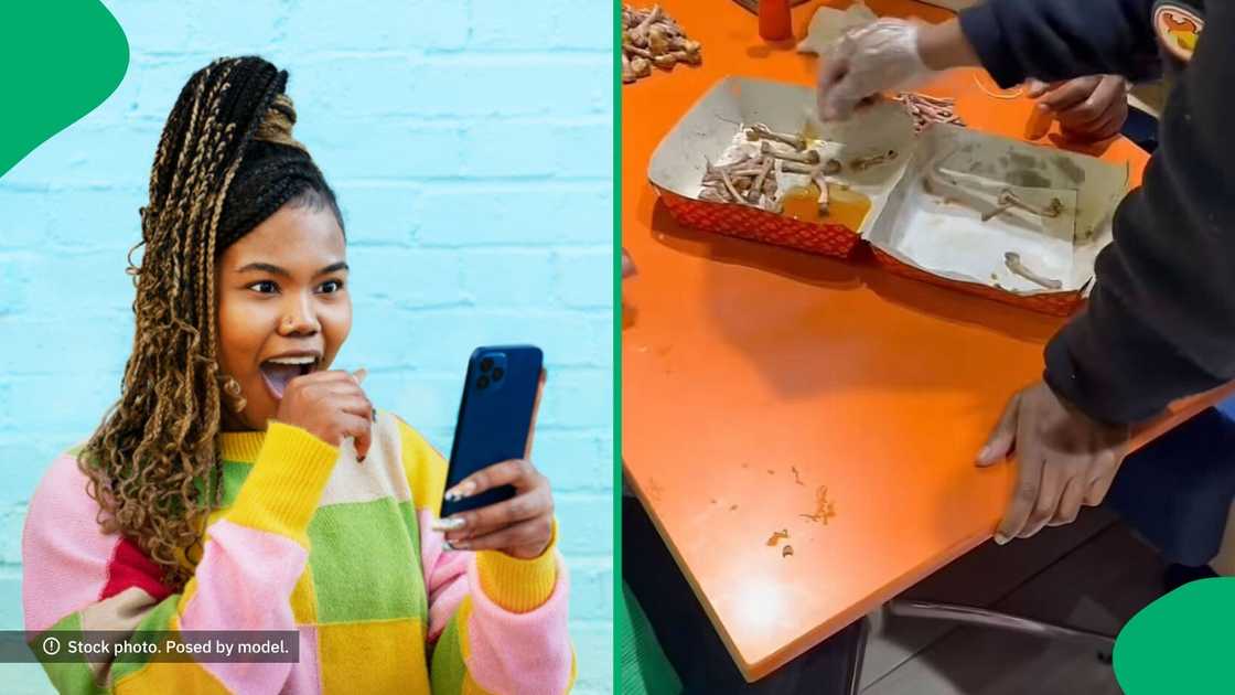 A Chicken Licken waitress counted wing bones after customers wanted more. A Chicken Licken waitress counted wing bones after customers wanted more.