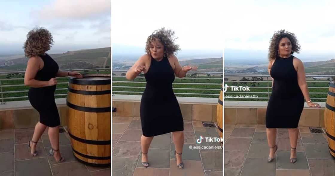 Curvy woman dancing on TikTok