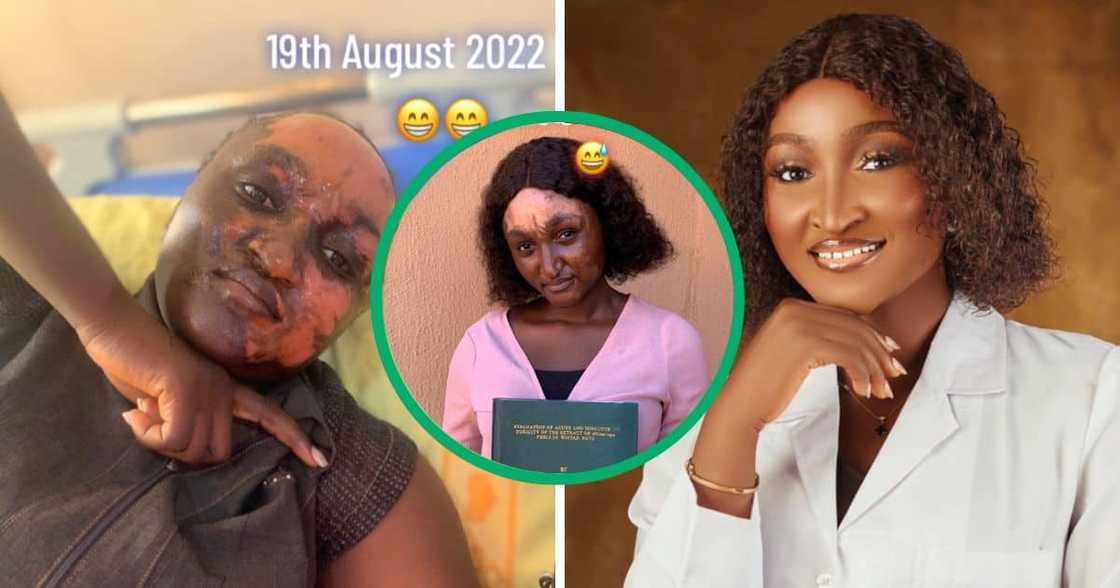 Woman graduates despite accident during her final studies. Woman graduates despite accident during her final studies.