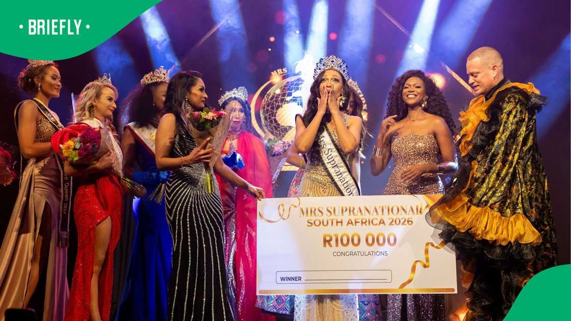 Samantha Carelse reacts emotionally on stage after winning the title and a R100,000 prize at the pageant grand finale. Samantha Carelse reacts emotionally on stage after winning the title and a R100,000 prize at the pageant grand finale.