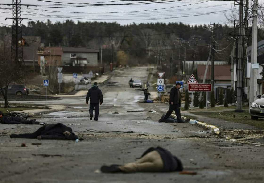 The town of Bucha near Kyiv after the withdrawal of Russian troops in April 2022 The town of Bucha near Kyiv after the withdrawal of Russian troops in April 2022