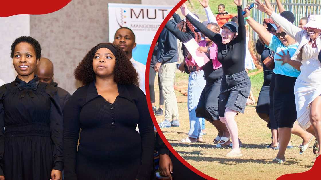 The MUT choir singing and MUT students dancing