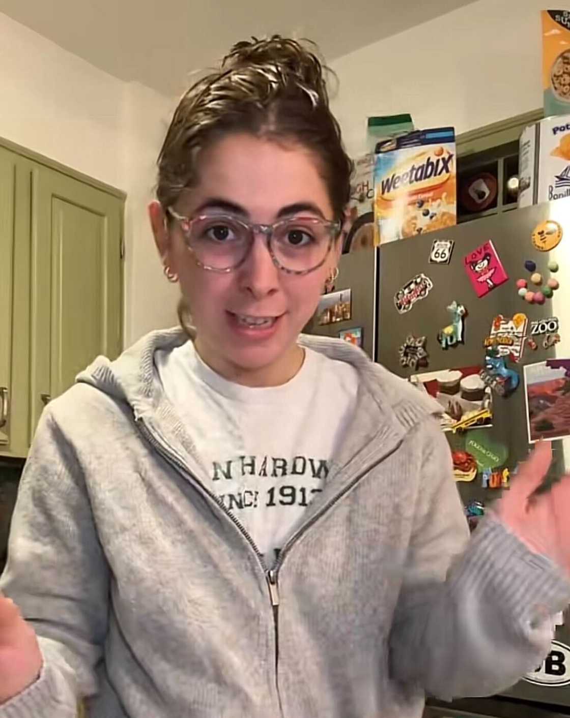 A young woman shared food critiques online in a TikTok video. A young woman shared food critiques online in a TikTok video.