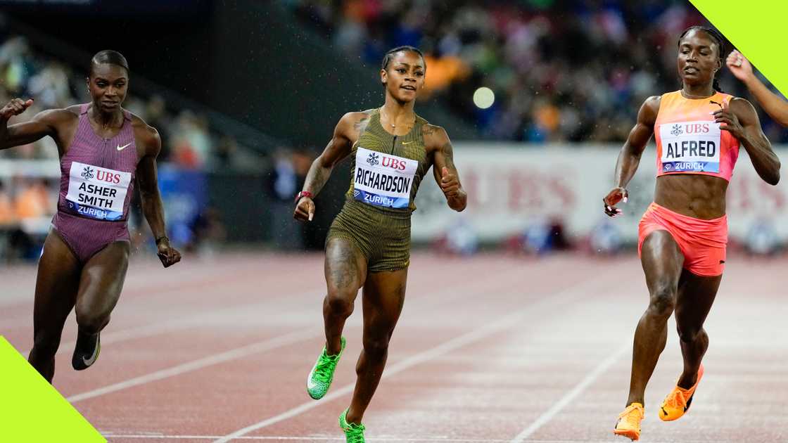 Julien Alfred comfortably beat Sha'Carri Richardson to win her first Diamond League title. Julien Alfred comfortably beat Sha'Carri Richardson to win her first Diamond League title.