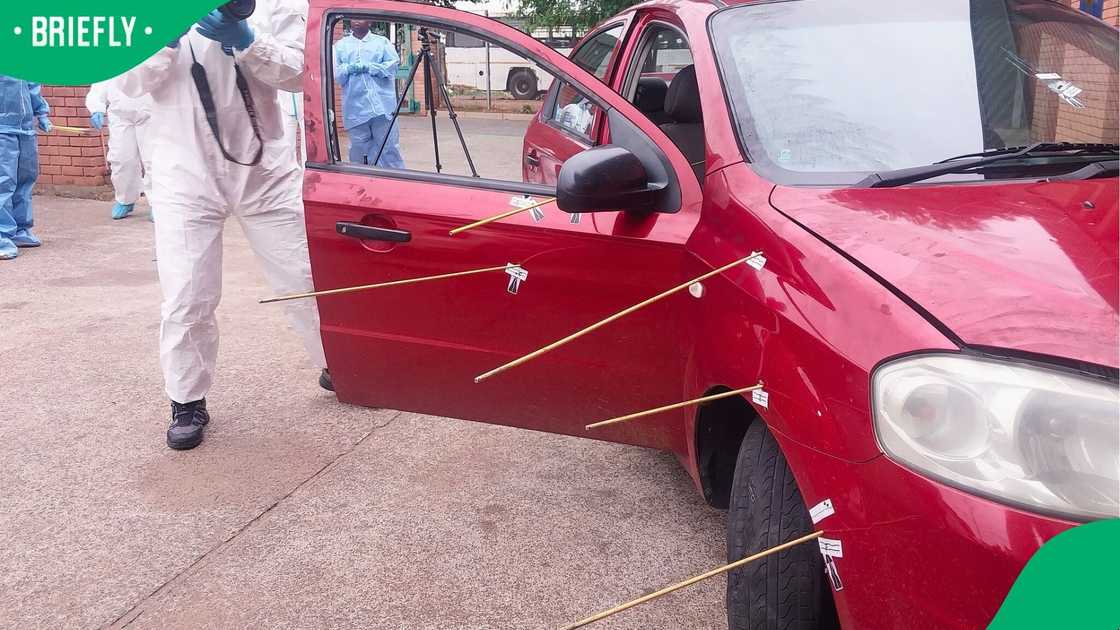 Brown Mogotsi's vehicle had numerous bullet holes in it Brown Mogotsi's vehicle had numerous bullet holes in it