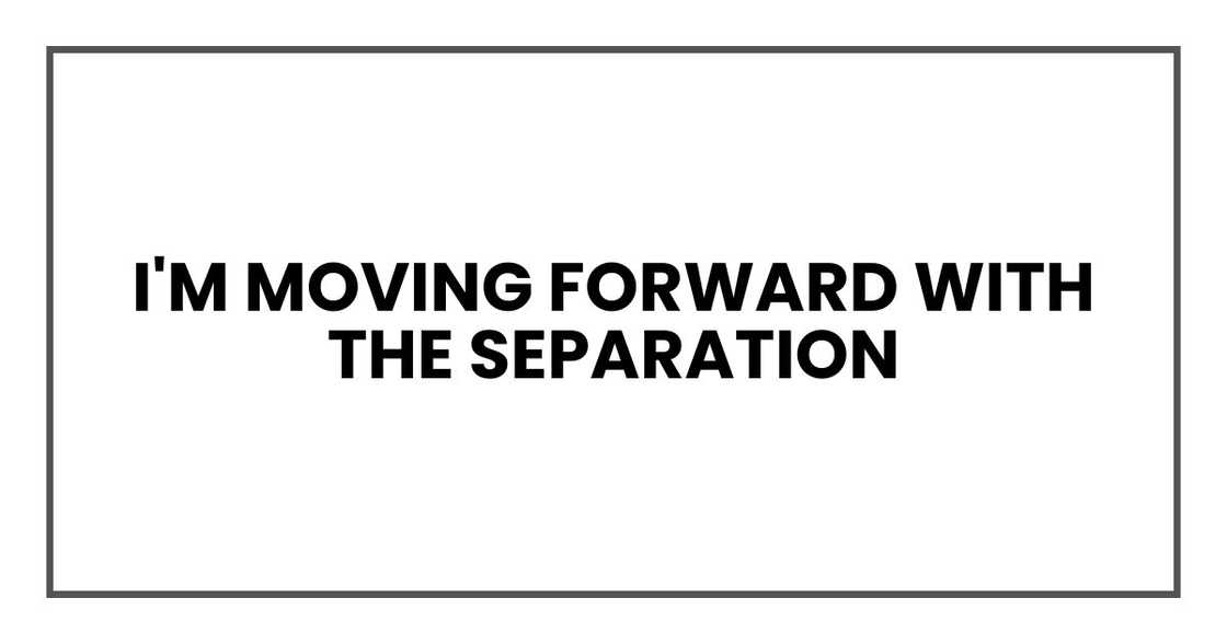 I'm moving forward with the separation I'm moving forward with the separation