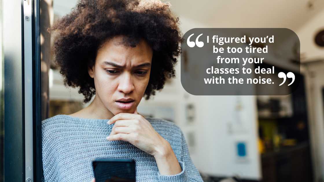 A woman reading some unexpected messages on her smart phone A woman reading some unexpected messages on her smart phone