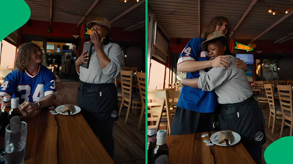 The emotional waitress couldn't hold back her gratitude