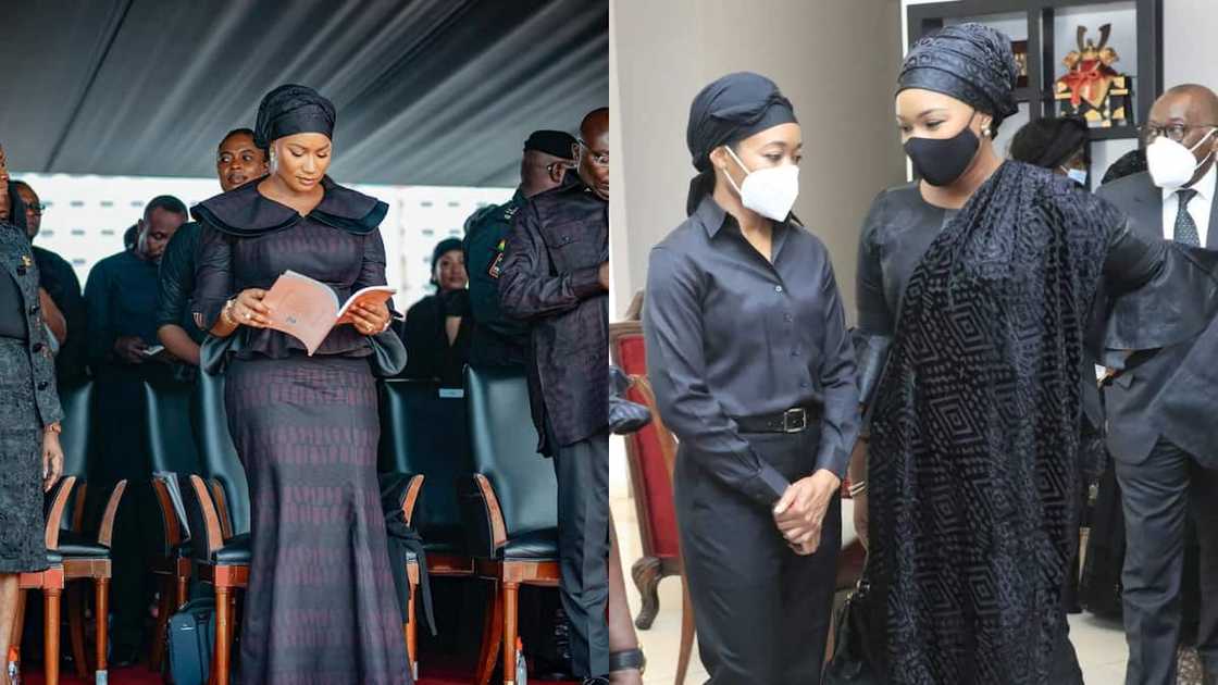Samira Bawumia in black funeral outfit Samira Bawumia in black funeral outfit