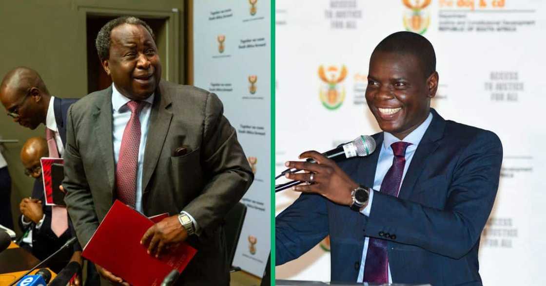 The former Minister of Finance Tito Mboweni and the Minister of Justice and Correctional Services Ronald Lamola were roasted for their shoes The former Minister of Finance Tito Mboweni and the Minister of Justice and Correctional Services Ronald Lamola were roasted for their shoes