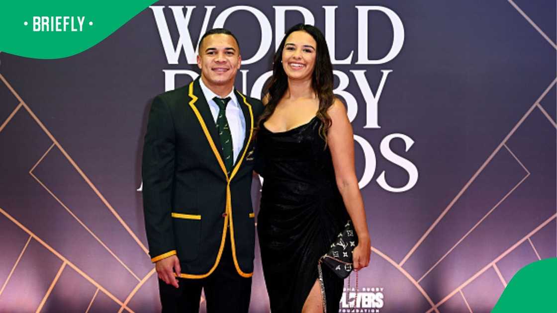 Cheslin Kolbe and wife at the 2024 World Rugby Awards in Monaco. Cheslin Kolbe and wife at the 2024 World Rugby Awards in Monaco.