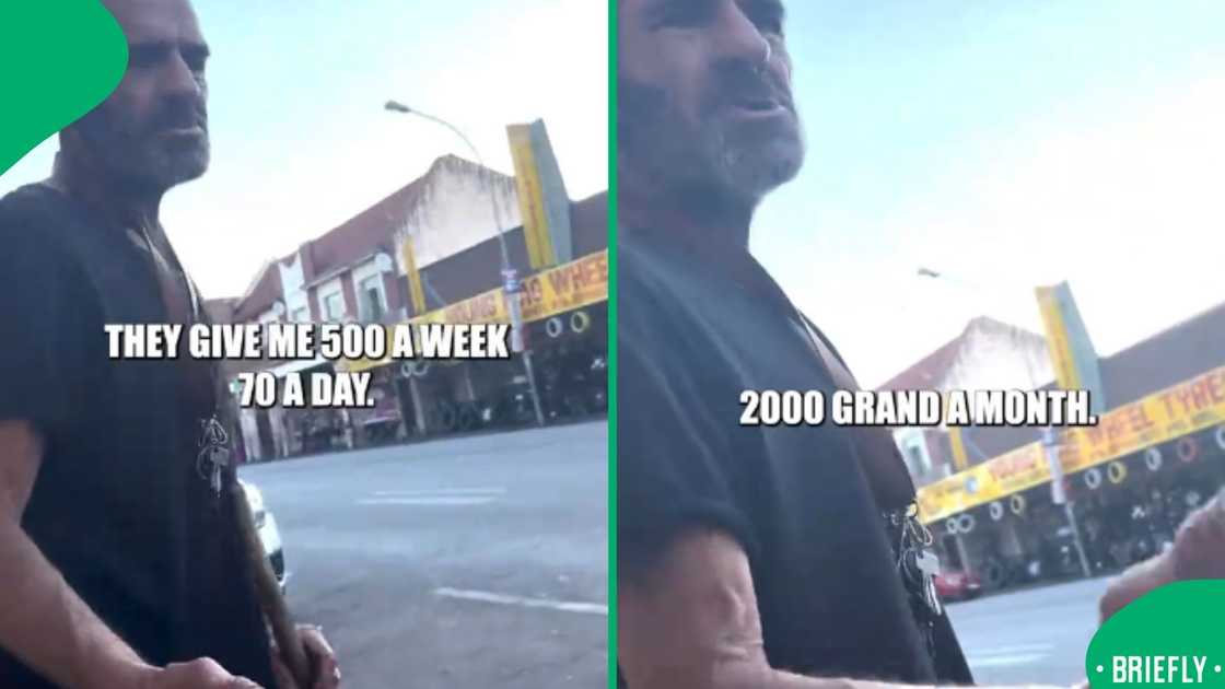 The visual on the right showed a man revealing his monthly salary