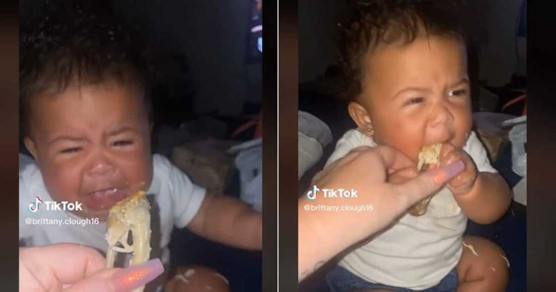 Mom on TikTok struggle over chicken with baby