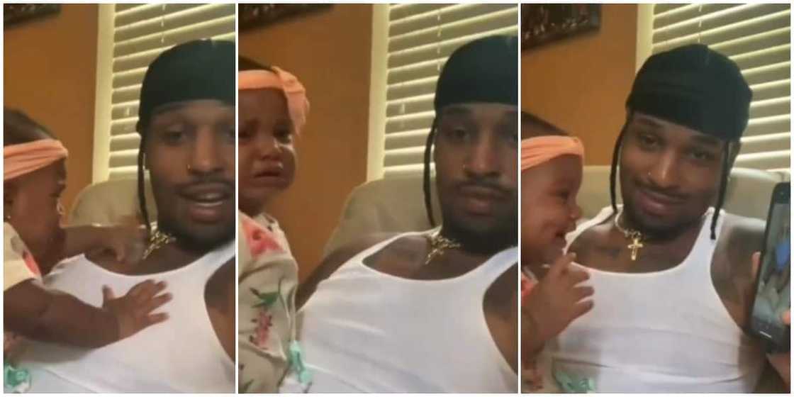 Reactions as baby stops crying and blushes as she watches her own video Reactions as baby stops crying and blushes as she watches her own video